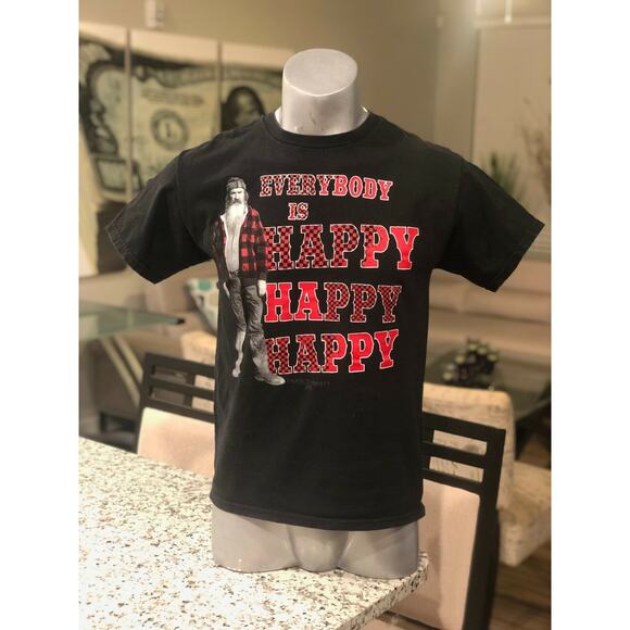 Duck Dynasty Red Black Plaid Everybody is Happy T-Shirt Hunting TV Series Phil M - Picture 6 of 6